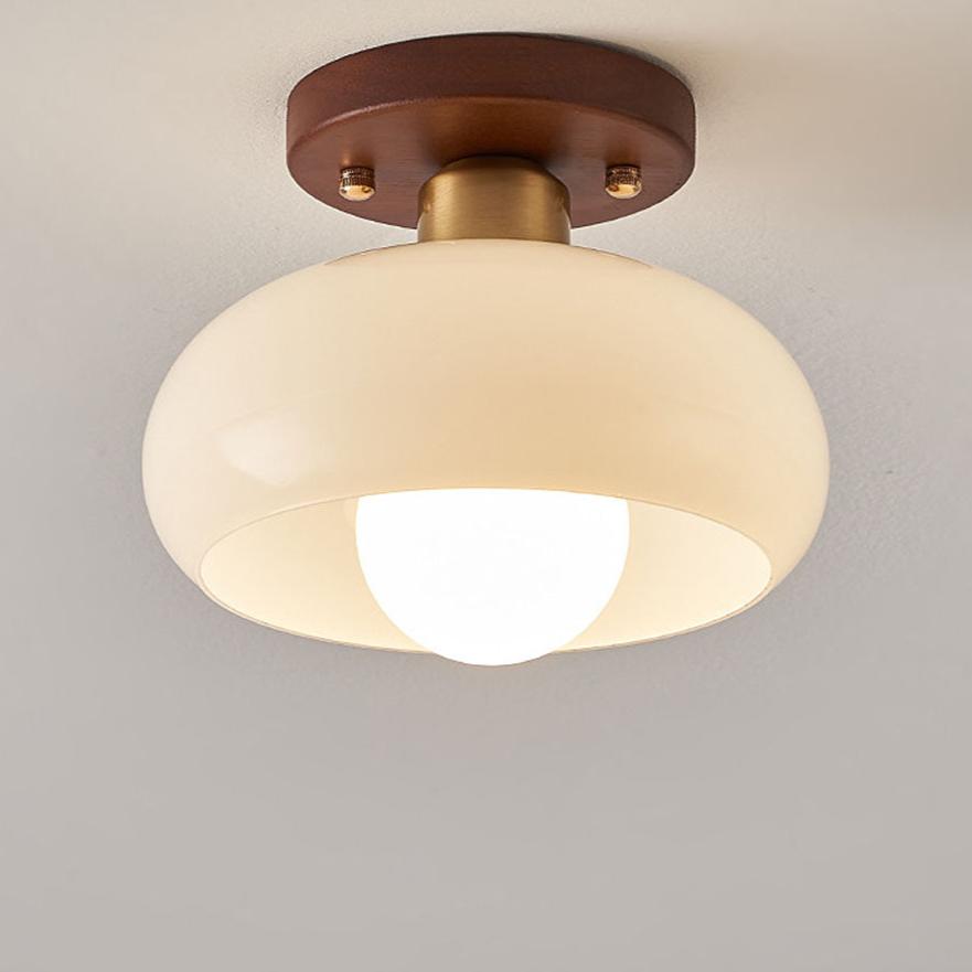 ChicRétro | Petite Lampe de Plafond Blanche au Style Vintage – Élégance Classique et Matériaux Authentiques