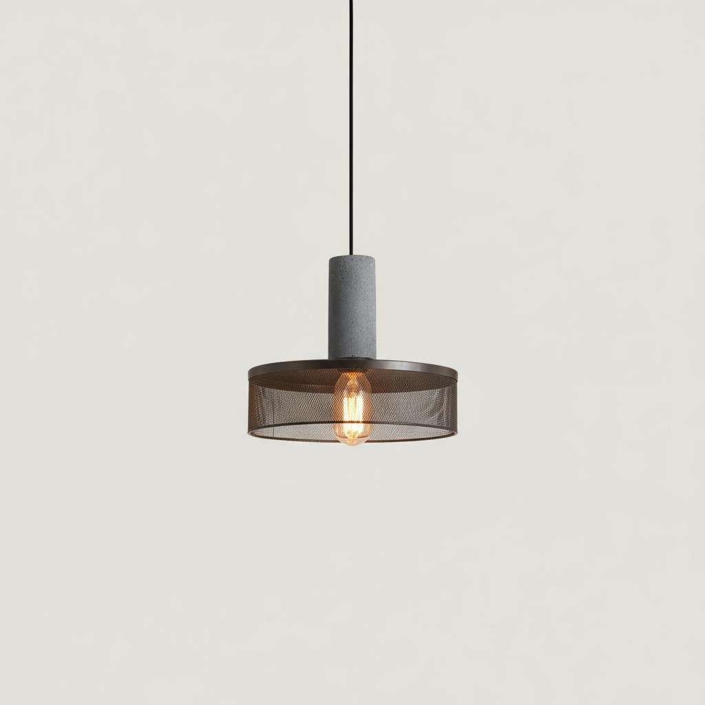 Lampe Suspendue LED en Béton et Fer, Luminaire Suspendu Indutriel avec Couleurs Réglables pour Salle à Manger et Espaces Modernes 1