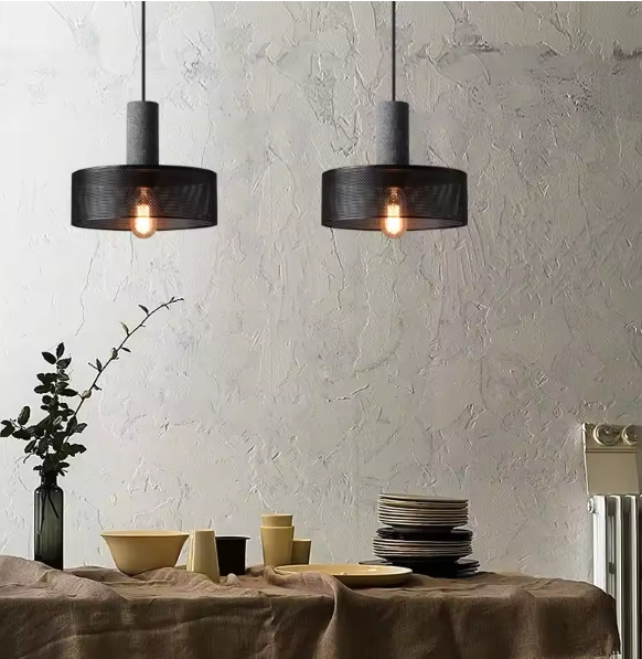 Lampe Suspendue LED en Béton et Fer, Luminaire Suspendu Indutriel avec Couleurs Réglables pour Salle à Manger et Espaces Modernes 3