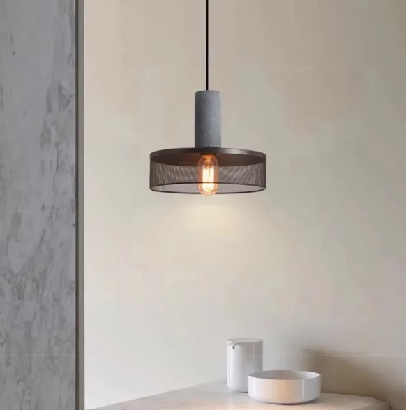 Lampe Suspendue LED en Béton et Fer, Luminaire Suspendu Indutriel avec Couleurs Réglables pour Salle à Manger et Espaces Modernes 4
