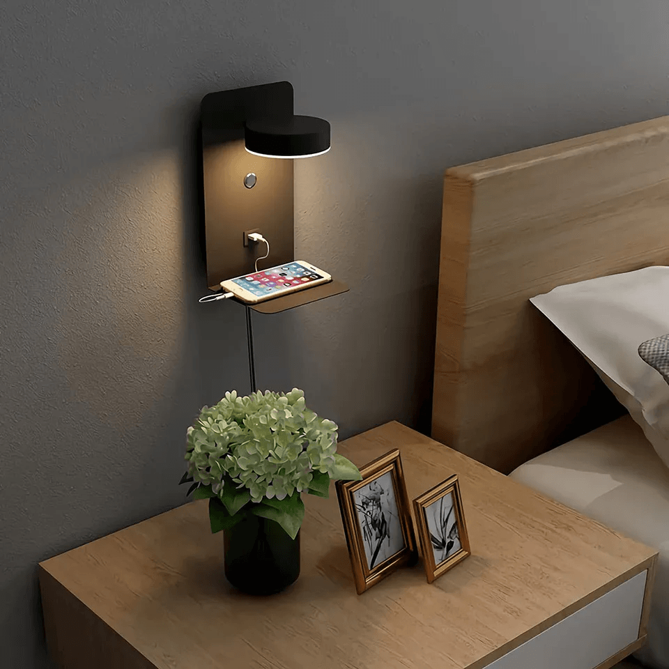 Hubbright – Lampe de Chevet avec Station de Charge USB – Tête Pivotante à 330° – Température Réglable