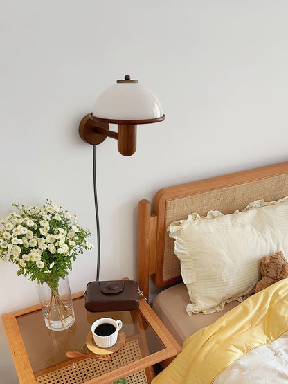 Mushroom Glow - Lampe murale en bois champignon