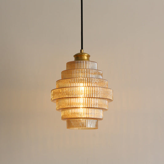 Lampe Suspendue en Verre et Laiton en Forme de Bouteille