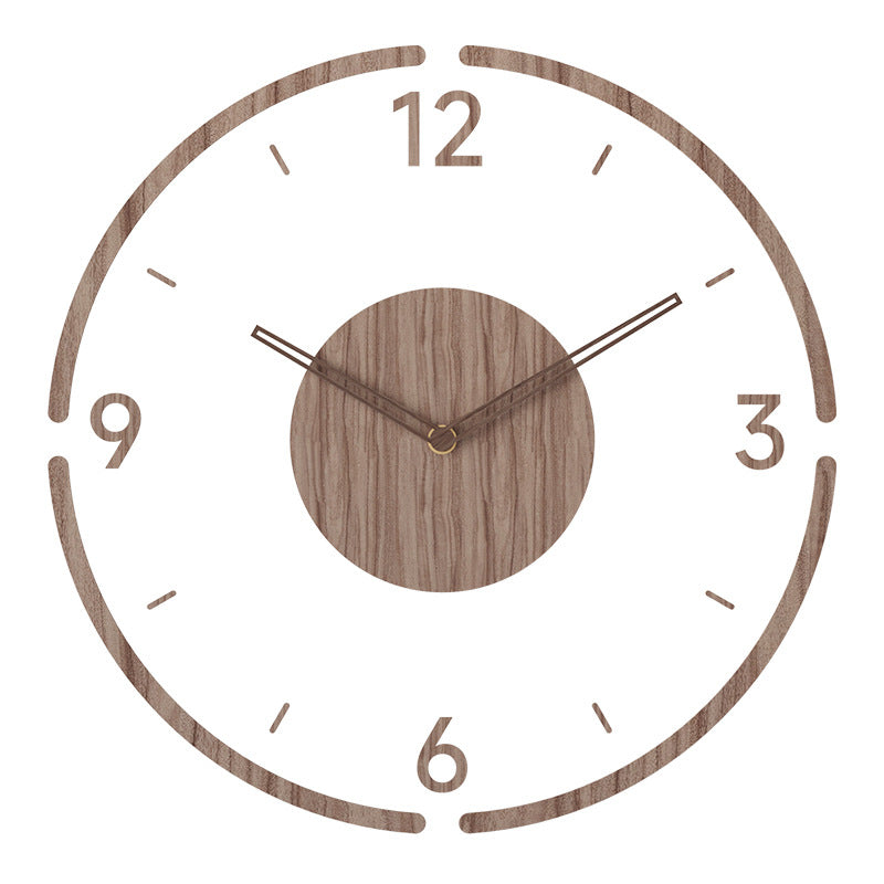 TimeWood - Horloge murale en bois massif au style nordique de 14 pouces
