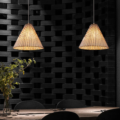 Lampe Suspendue Boho en Osier Tissé à la Main