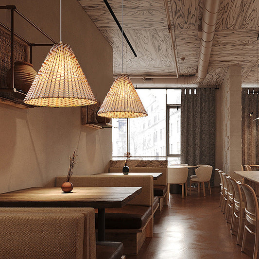 Lampe Suspendue Boho en Osier Tissé à la Main