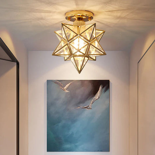 Plafonnier Design Étoile Doré pour Salon et Chambre – Lampe Plafond Compacte E27 20 cm 0