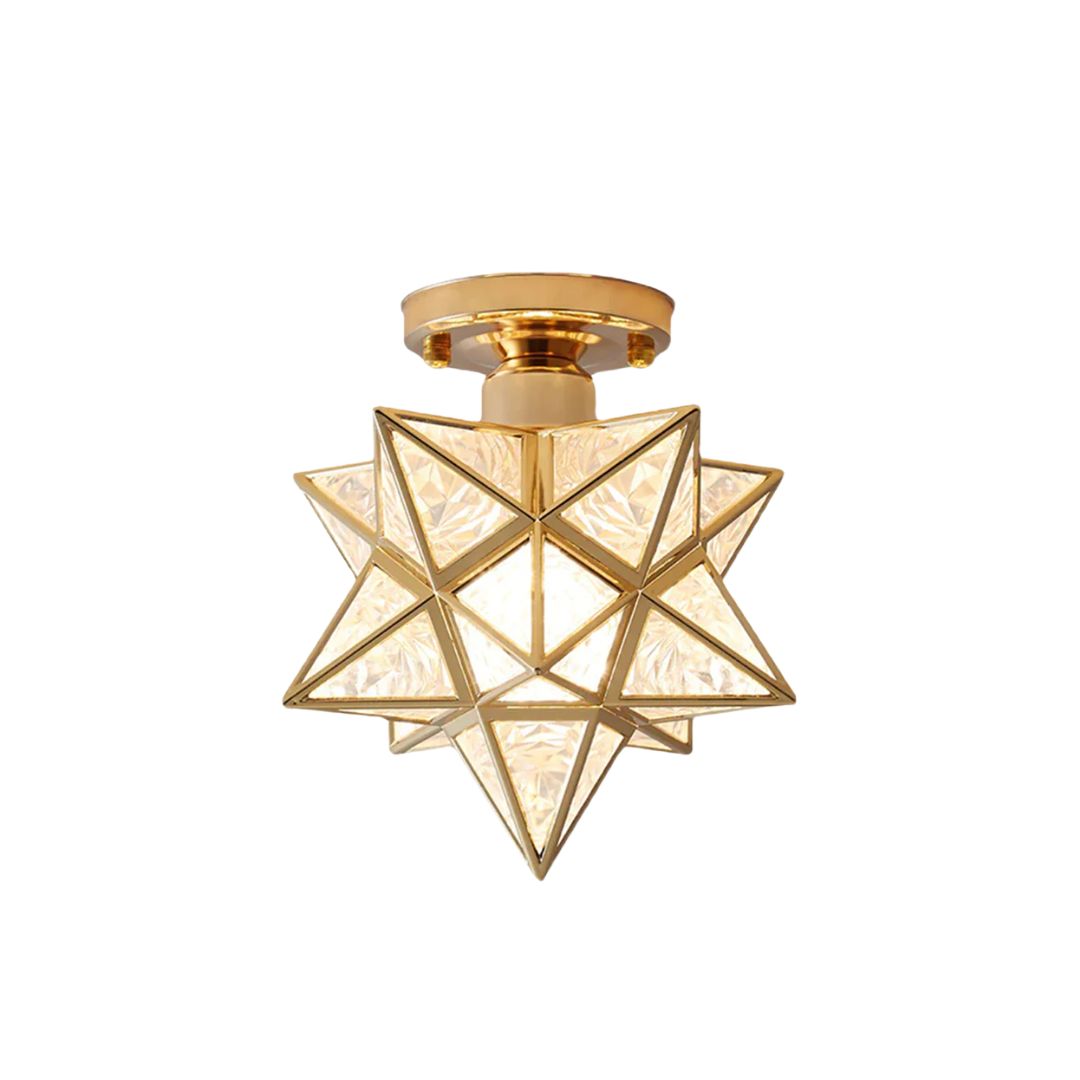 Plafonnier Design Étoile Doré pour Salon et Chambre – Lampe Plafond Compacte E27 20 cm 1