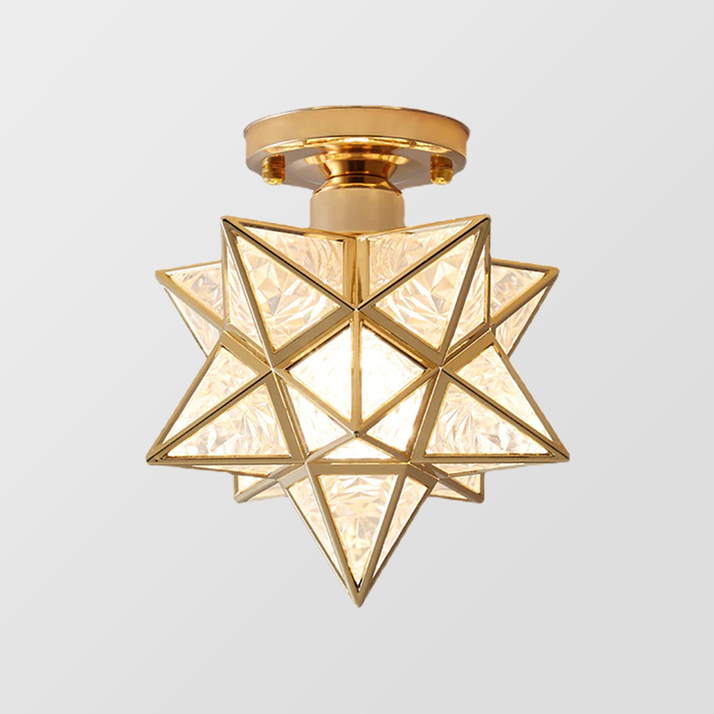 Plafonnier Design Étoile Doré pour Salon et Chambre – Lampe Plafond Compacte E27 20 cm 2