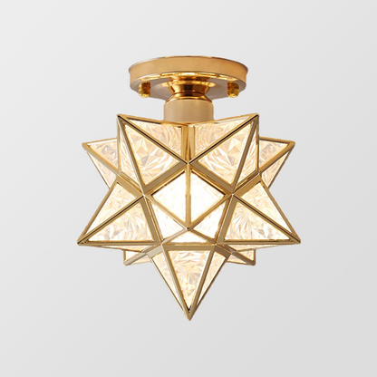 Plafonnier Design Étoile Doré pour Salon et Chambre – Lampe Plafond Compacte E27 20 cm 2
