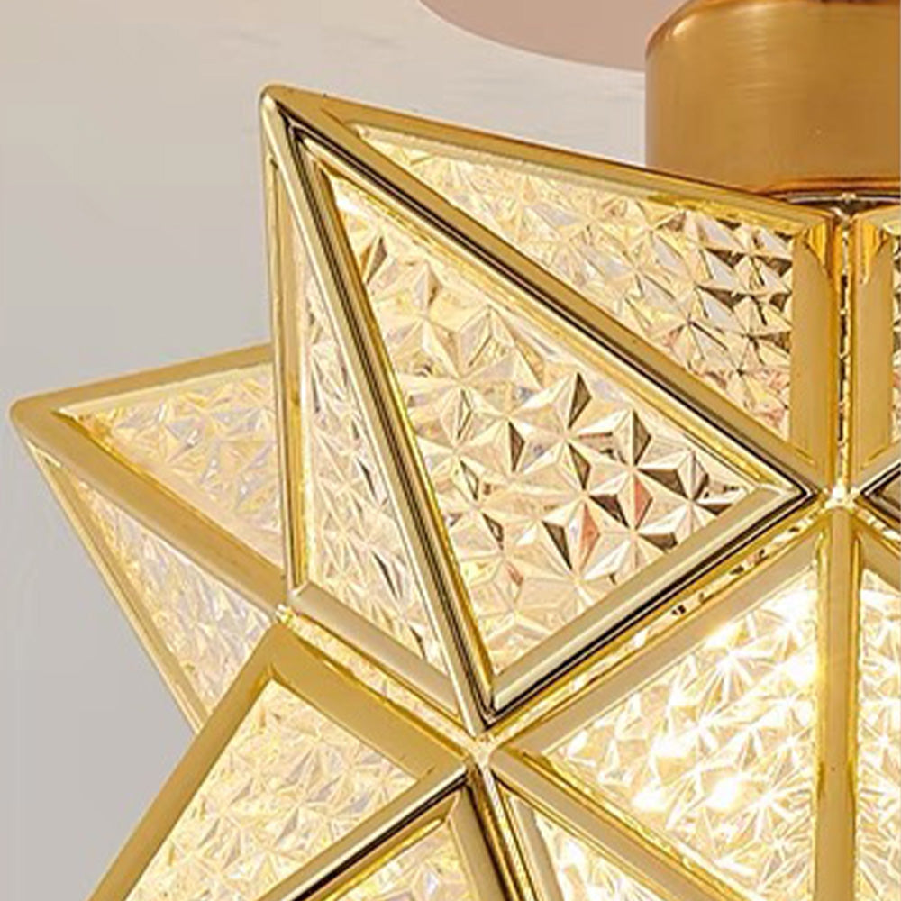 Plafonnier Design Étoile Doré pour Salon et Chambre – Lampe Plafond Compacte E27 20 cm 5