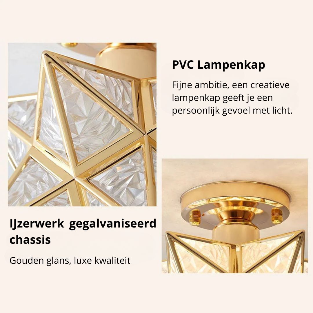 Plafonnier Design Étoile Doré pour Salon et Chambre – Lampe Plafond Compacte E27 20 cm 6