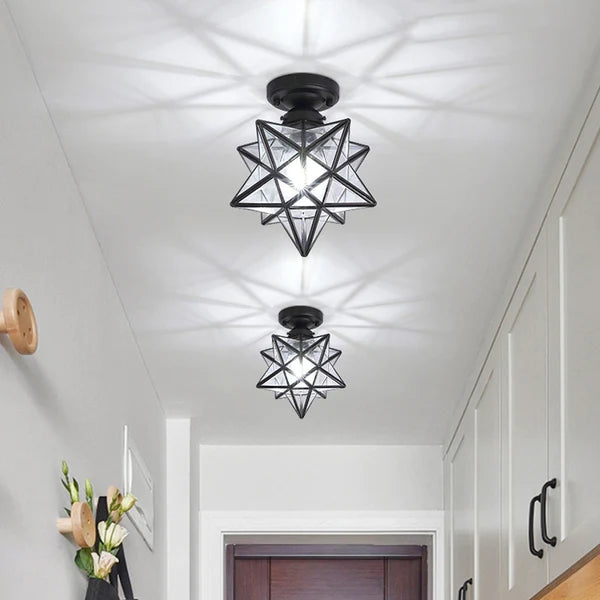 Plafonnier Design Étoile Doré pour Salon et Chambre – Lampe Plafond Compacte E27 20 cm 8