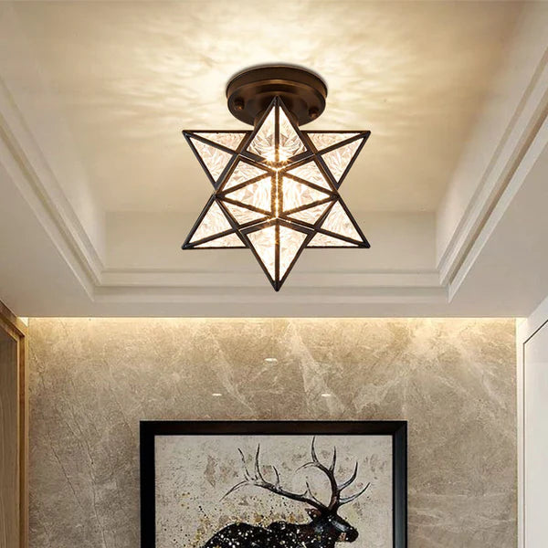 Plafonnier Design Étoile Doré pour Salon et Chambre – Lampe Plafond Compacte E27 20 cm 9