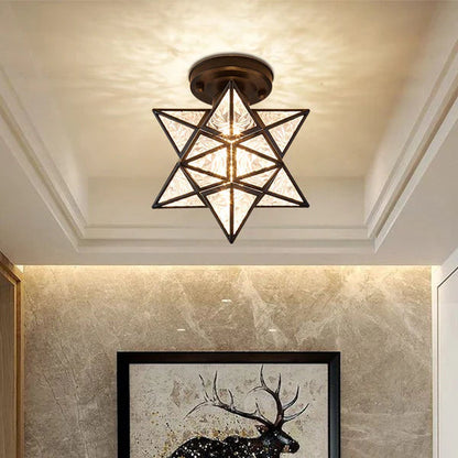 Plafonnier Design Étoile Doré pour Salon et Chambre – Lampe Plafond Compacte E27 20 cm 9