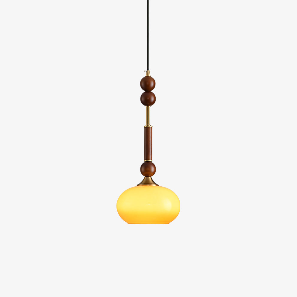 RomaLumière – Suspension Élégante Italienne en Verre | Design Vintage | Bois & Laiton