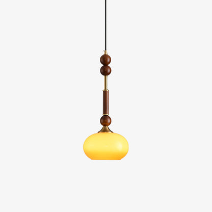 RomaLumière – Suspension Élégante Italienne en Verre | Design Vintage | Bois & Laiton
