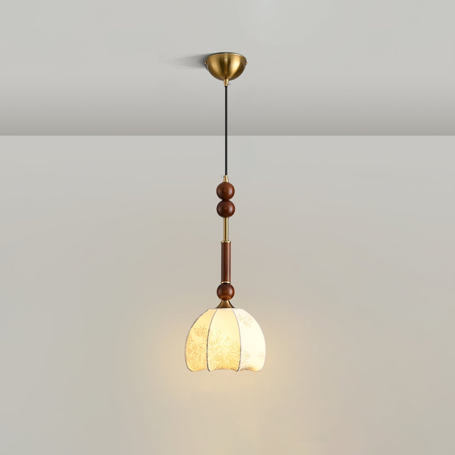 RomaLumière – Suspension Élégante Italienne en Verre | Design Vintage | Bois & Laiton