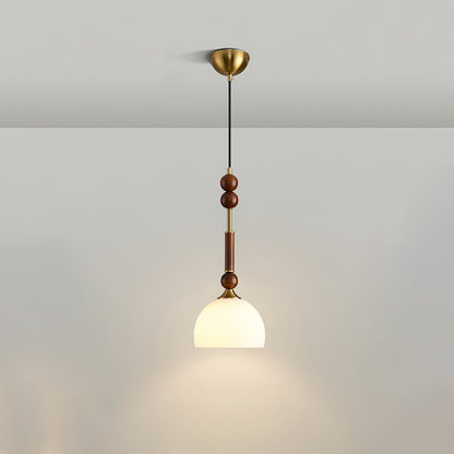 RomaLumière – Suspension Élégante Italienne en Verre | Design Vintage | Bois & Laiton
