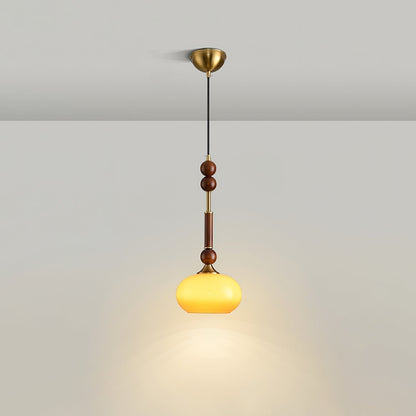 RomaLumière – Suspension Élégante Italienne en Verre | Design Vintage | Bois & Laiton