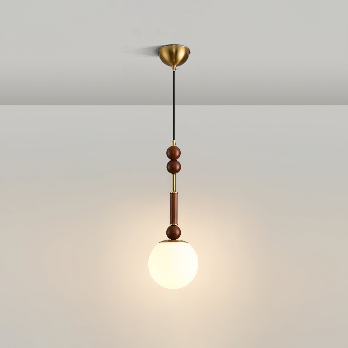 RomaLumière – Suspension Élégante Italienne en Verre | Design Vintage | Bois & Laiton