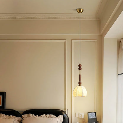 RomaLumière – Suspension Élégante Italienne en Verre | Design Vintage | Bois & Laiton