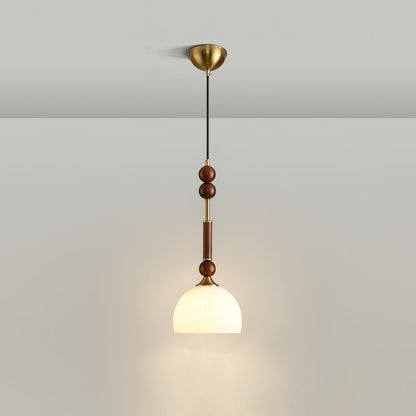 RomaLumière – Suspension Élégante Italienne en Verre | Design Vintage | Bois & Laiton