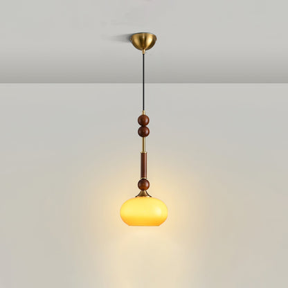 RomaLumière – Suspension Élégante Italienne en Verre | Design Vintage | Bois & Laiton