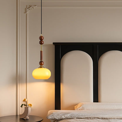 RomaLumière – Suspension Élégante Italienne en Verre | Design Vintage | Bois & Laiton
