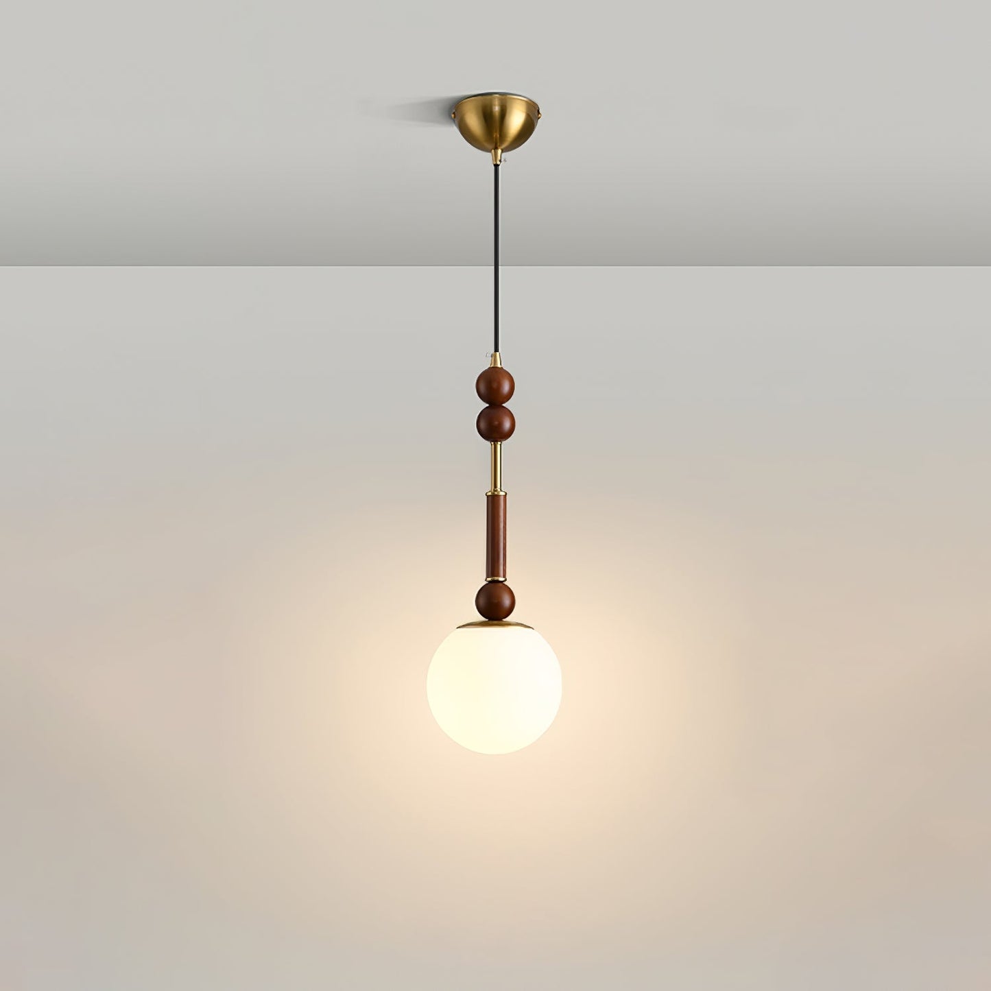 RomaLumière – Suspension Élégante Italienne en Verre | Design Vintage | Bois & Laiton