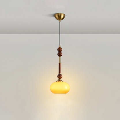 RomaLumière – Suspension Élégante Italienne en Verre | Design Vintage | Bois & Laiton