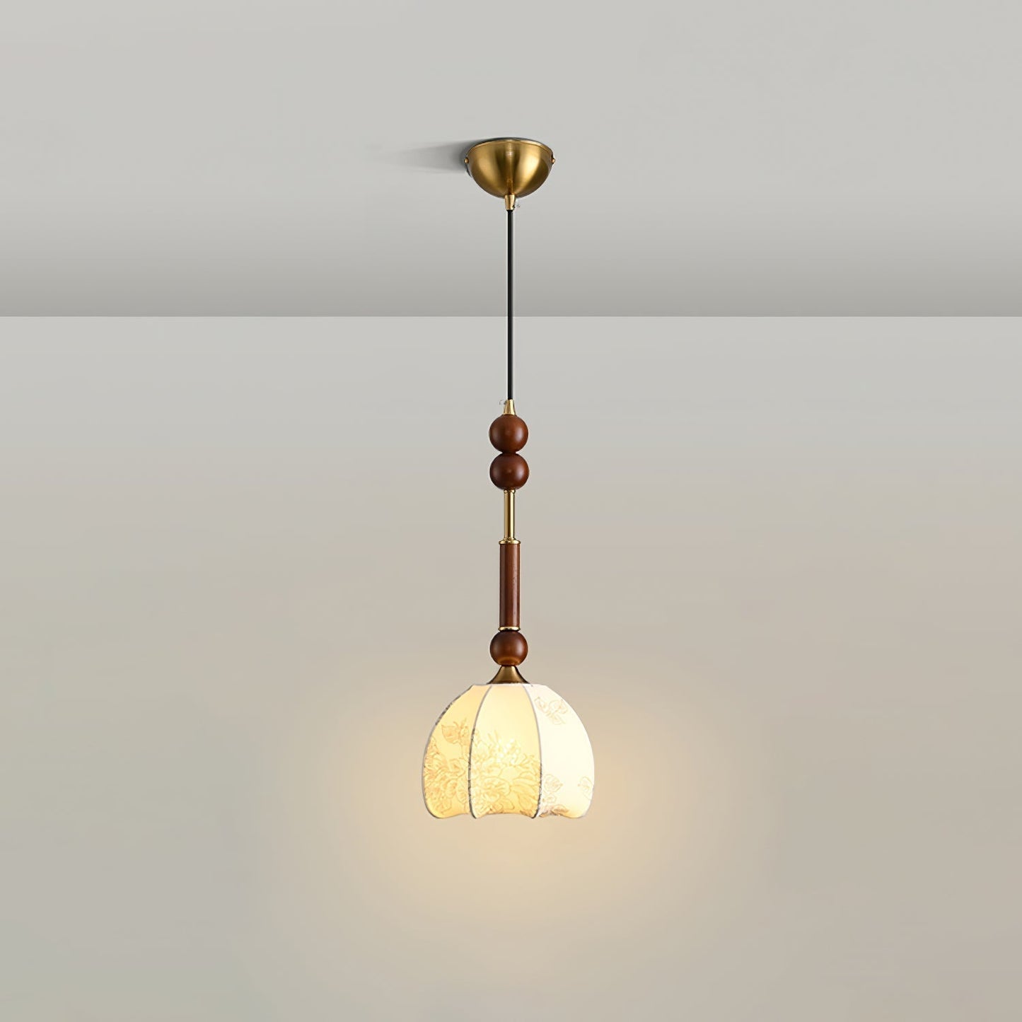 RomaLumière – Suspension Élégante Italienne en Verre | Design Vintage | Bois & Laiton