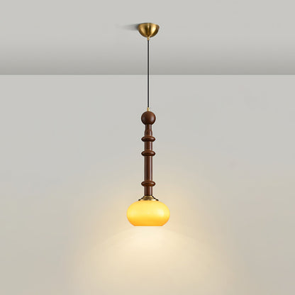 RomaLumière – Suspension Élégante Italienne en Verre | Design Vintage | Bois & Laiton