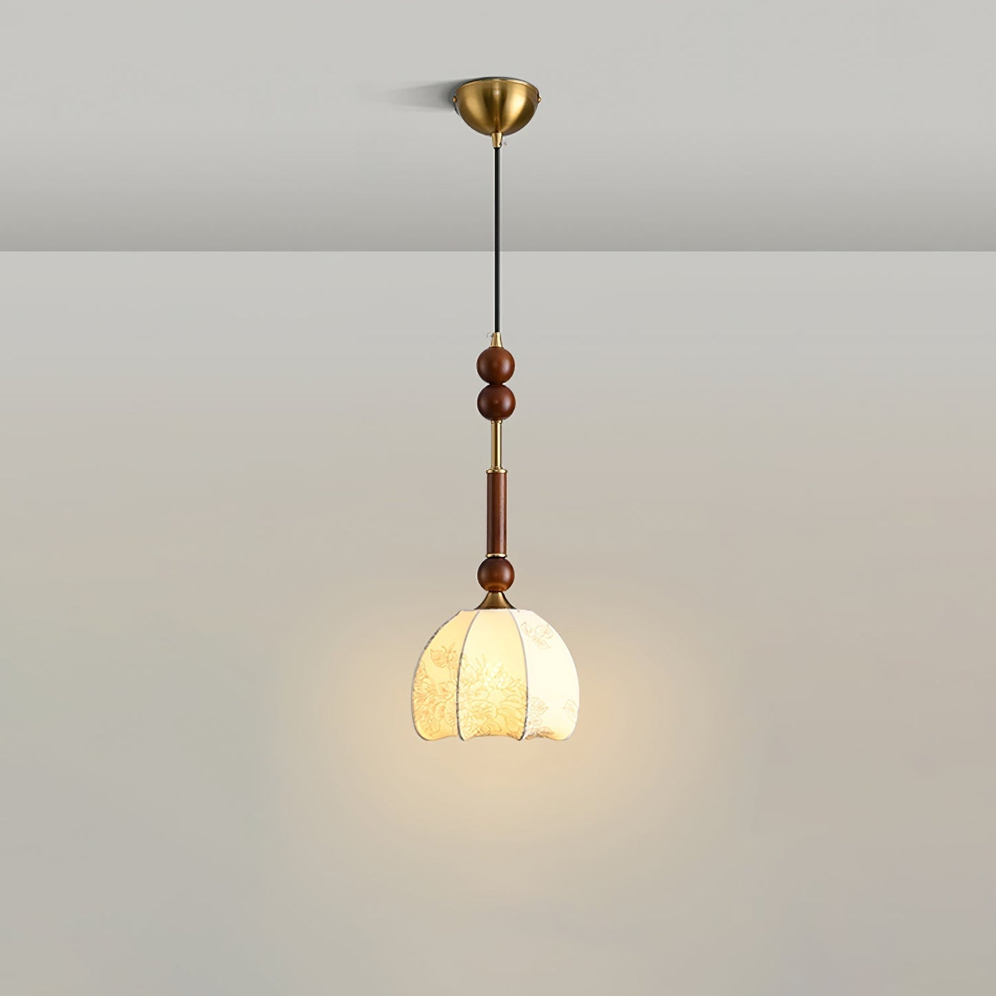 RomaLumière – Suspension Élégante Italienne en Verre | Design Vintage | Bois & Laiton