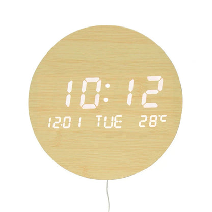 EcoChime – Horloge de bureau en bois avec alarme et affichage LED