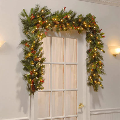 NoëlBerry | Guirlande de Noël avec Pommes de Pin et Baies Rouges – Déco Traditionnelle Réutilisable