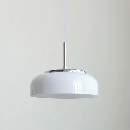 ORLUMA – Suspension Design Bauhaus | Verre Opalin & Chrome | LED Intégrée | Ø23 cm
