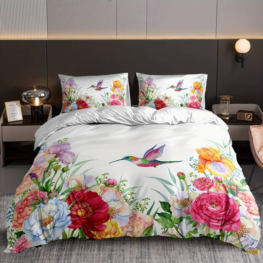 ColorBloom – Couette Fleurie avec Taies d’Oreiller