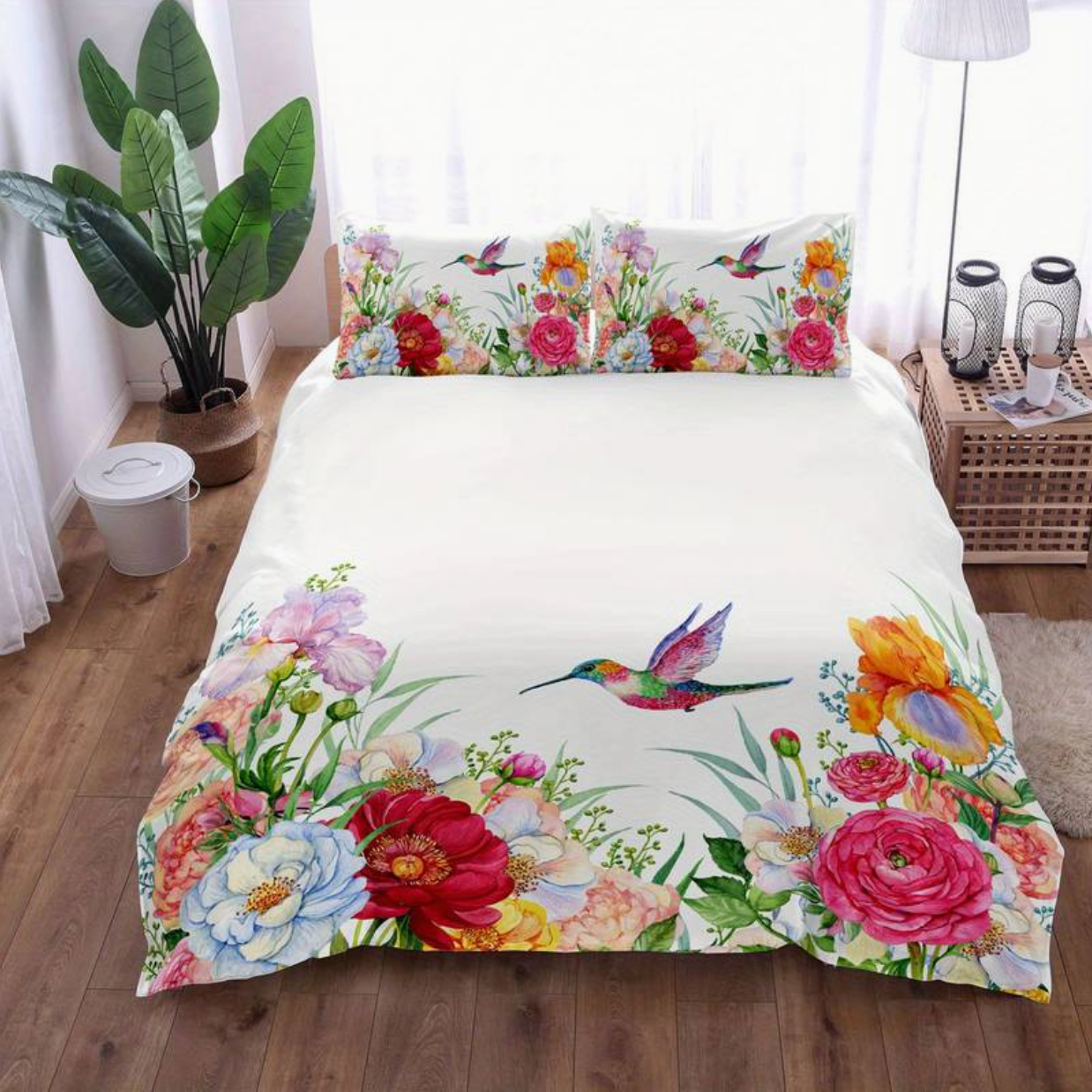 ColorBloom – Couette Fleurie avec Taies d’Oreiller
