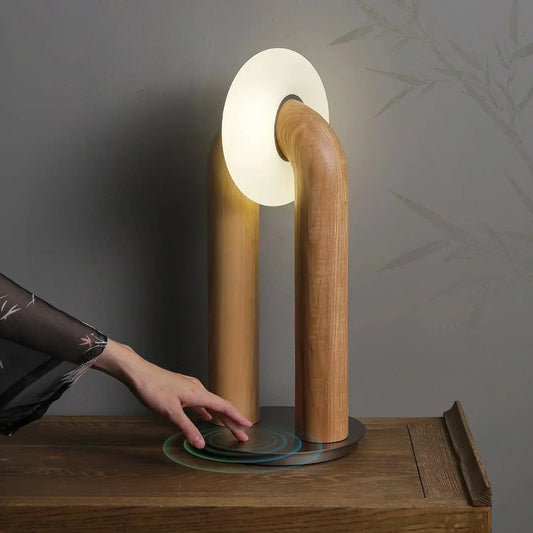 Archtouch | Lampe de Table Sans Fil – Bois & Acrylique – LED Tactile 3 Modes