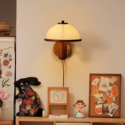 Mushroom Glow - Lampe murale en bois champignon
