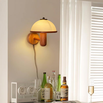 Mushroom Glow - Lampe murale en bois champignon