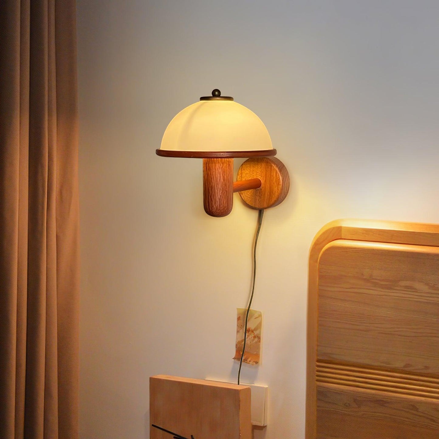 Mushroom Glow - Lampe murale en bois champignon