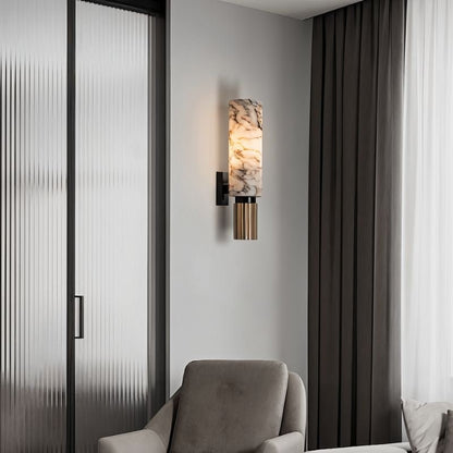 Ansu – Applique Murale en Marbre d'Albâtre | Éclairage LED Haut de Gamme | 37 cm de Hauteur
