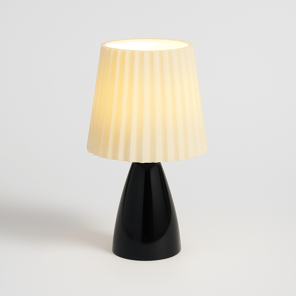 Apollo – Lampe de Table Design Mid-Century avec Abat-jour Plissé | LED à 3 Tons
