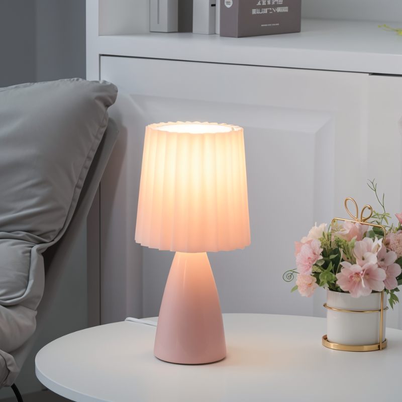 Apollo – Lampe de Table Design Mid-Century avec Abat-jour Plissé | LED à 3 Tons