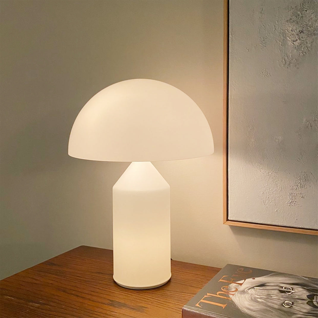 Atollo – Lampe de Table en Verre Blanc | Design Géométrique Iconique | LED Compatible