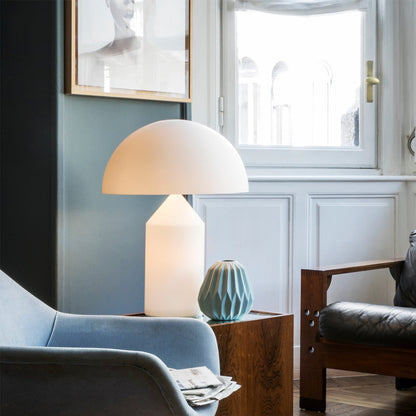 Atollo – Lampe de Table en Verre Blanc | Design Géométrique Iconique | LED Compatible