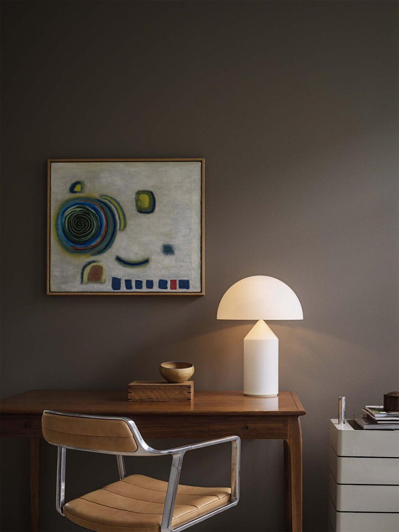 Atollo – Lampe de Table en Verre Blanc | Design Géométrique Iconique | LED Compatible