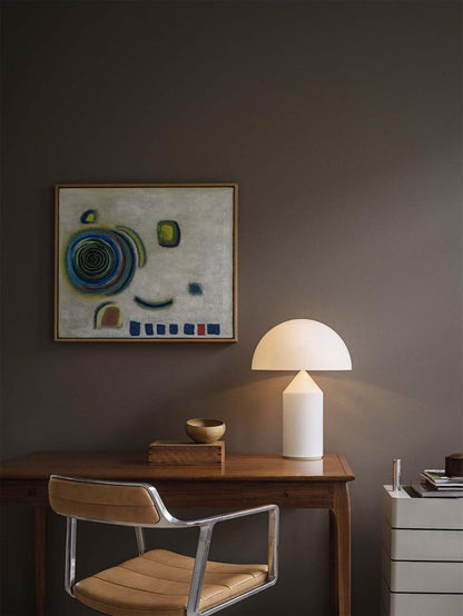 Atollo – Lampe de Table en Verre Blanc | Design Géométrique Iconique | LED Compatible